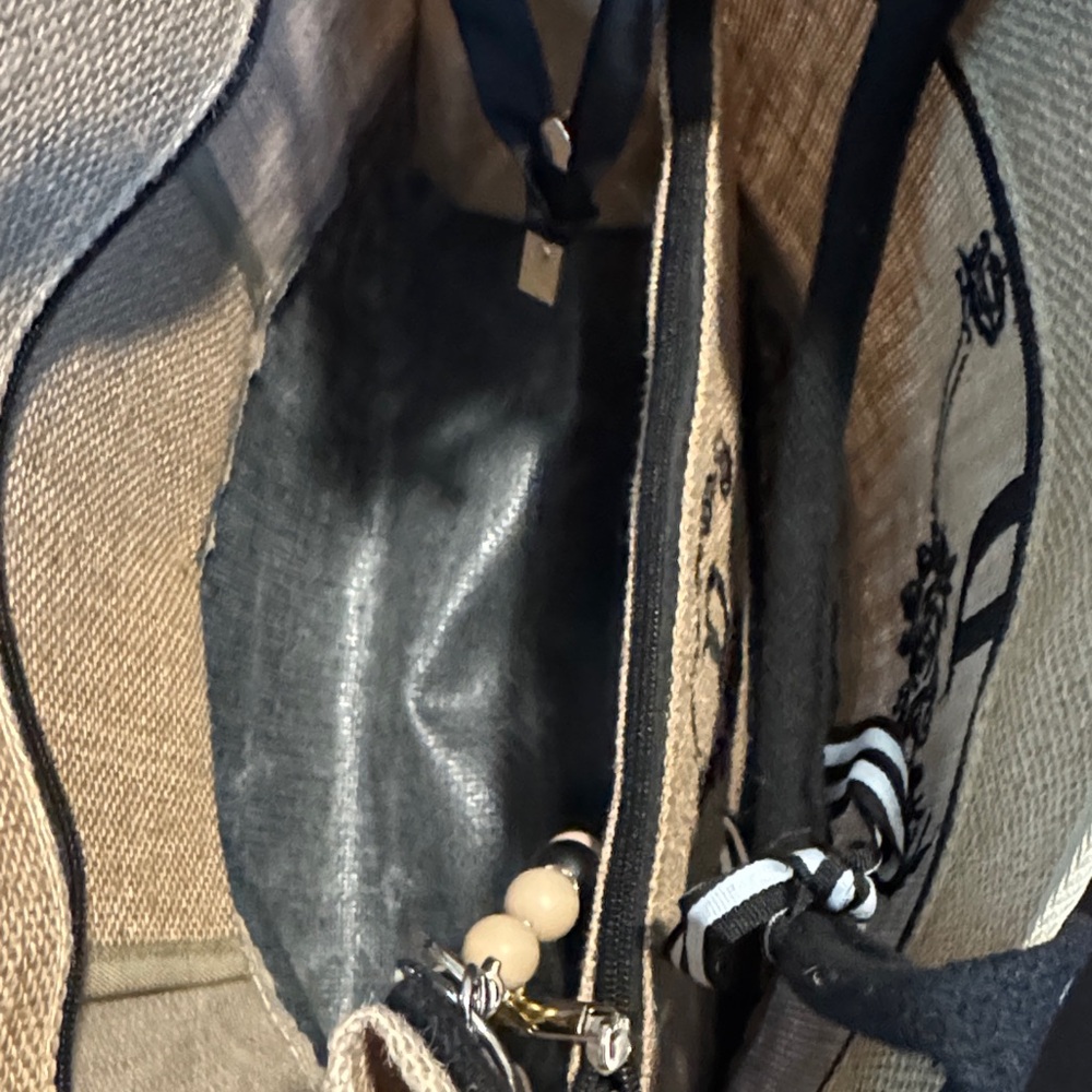 Custom Printed “D” Black and Tan Tote Bag - Picture 3 of 6